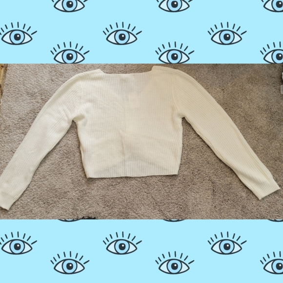 NWT White/Cream Sweater Crop Top with Twist Front - Picture 6 of 6